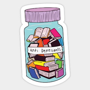 Funny Bibliophile Book Pills Cartoon Sticker